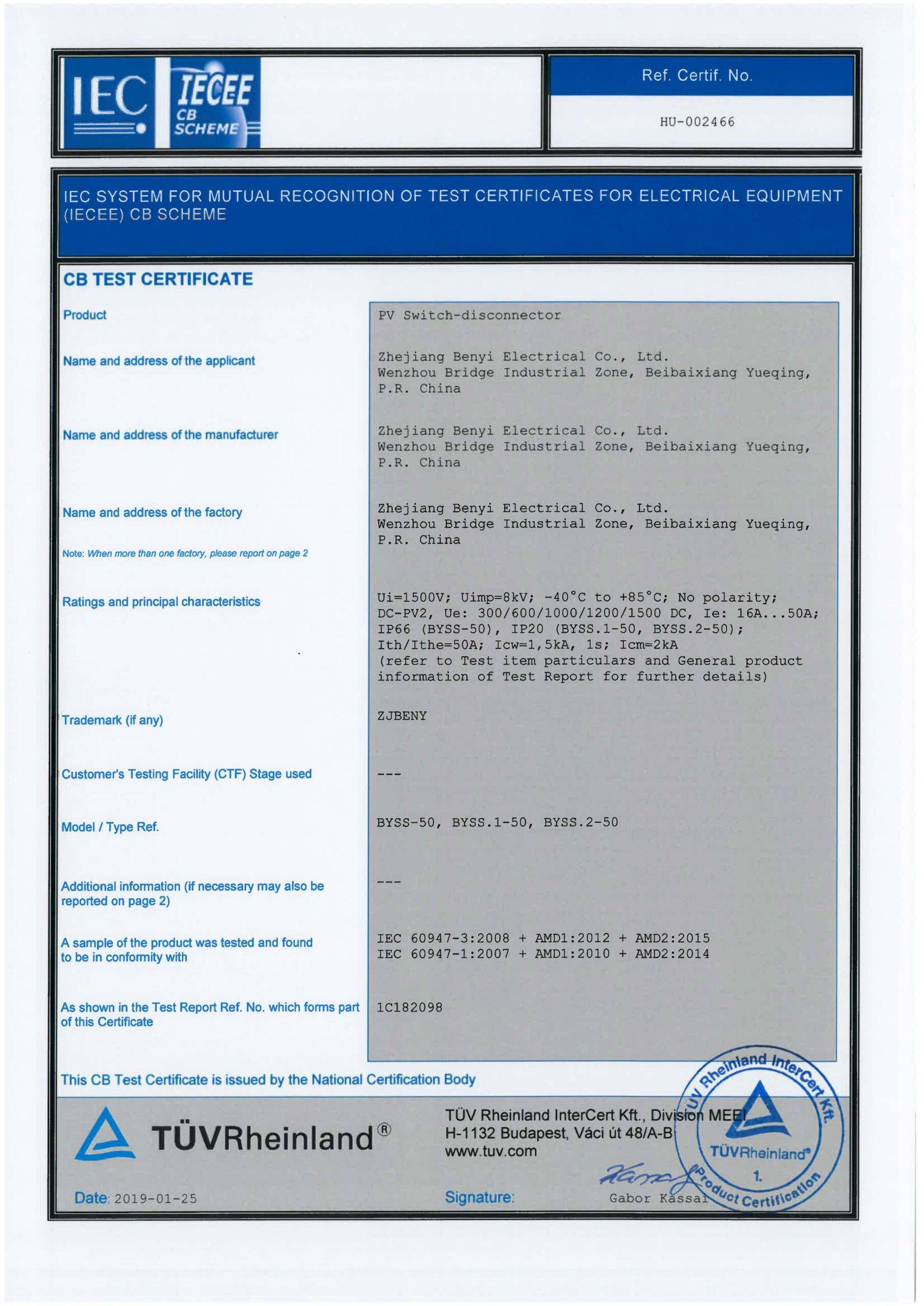 CB Certif HU 002466